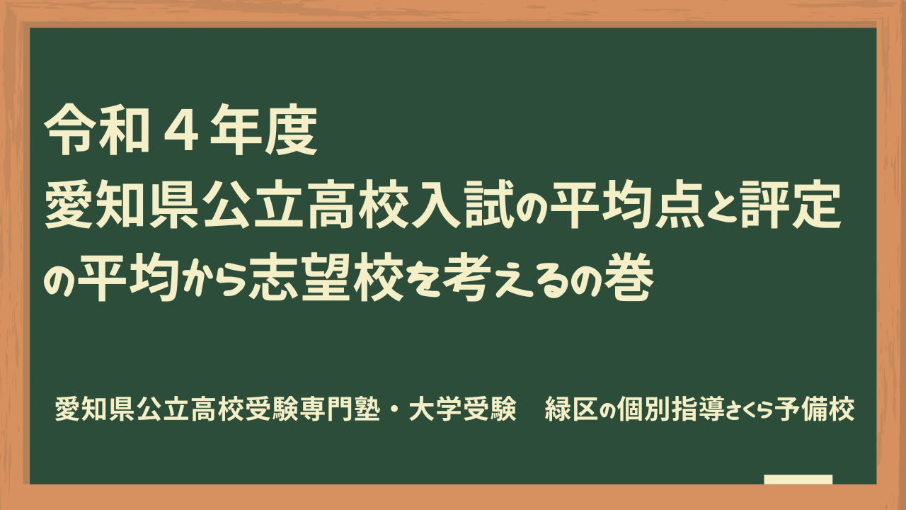 令和４年度愛知県公立高校入試の平均点と評定の平均｜緑区の個別指導さくら予備校